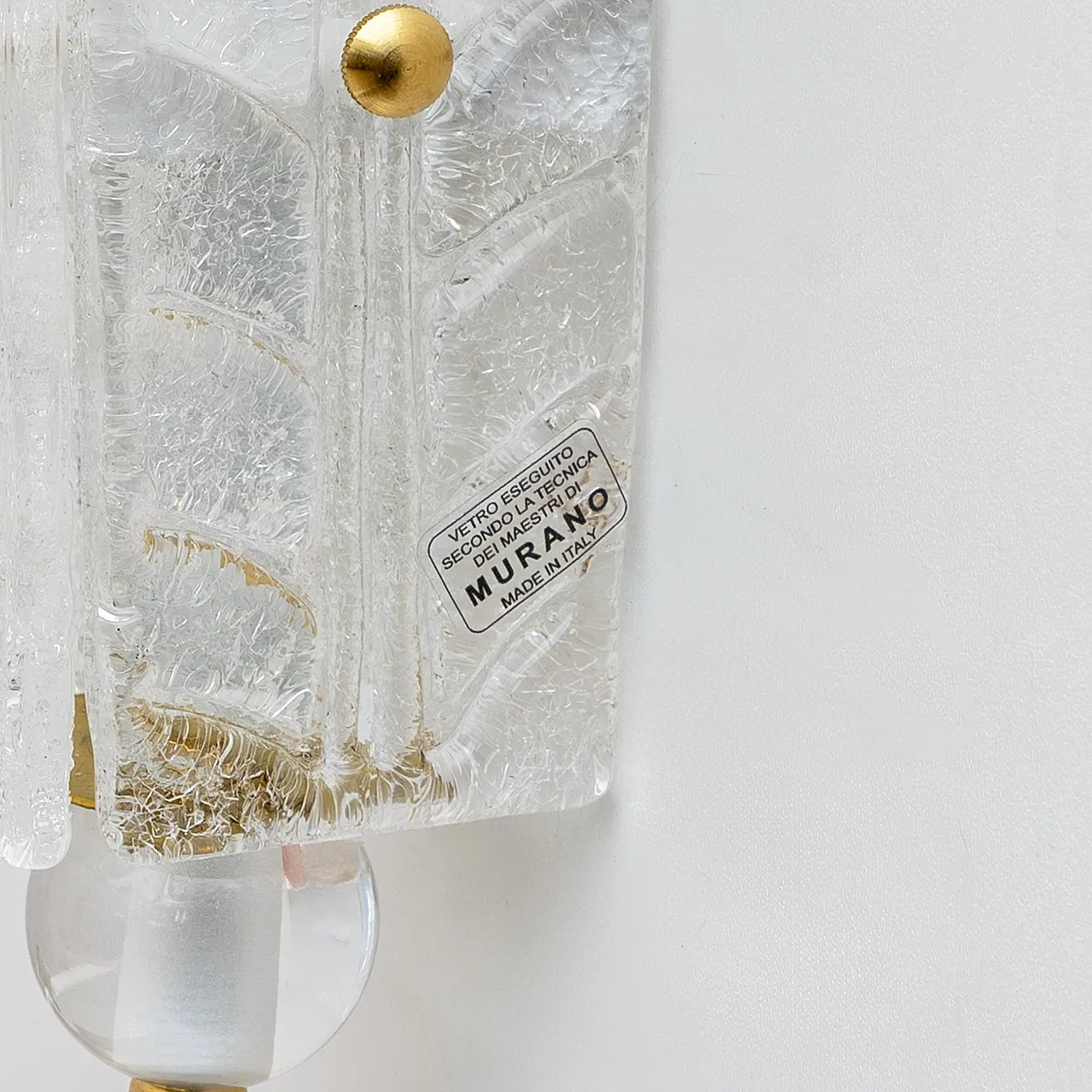 Coppia di applique in granito in ottone e vetro di Murano, '900 9