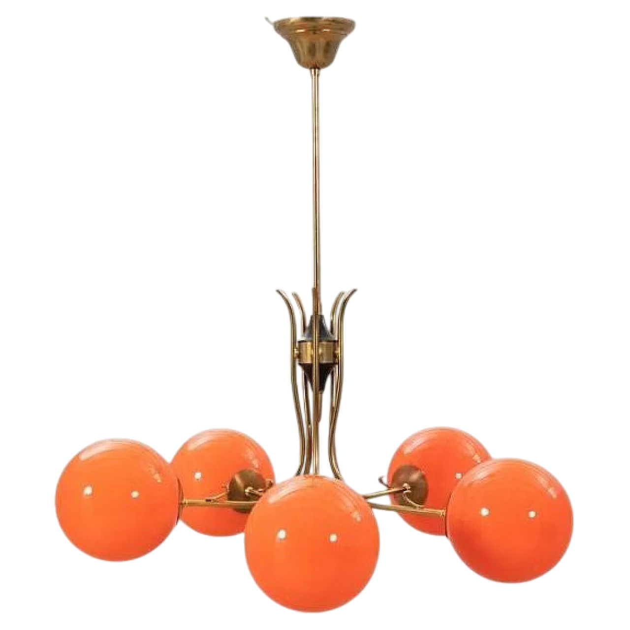 Lampadario in vetro arancione, anni '70 7