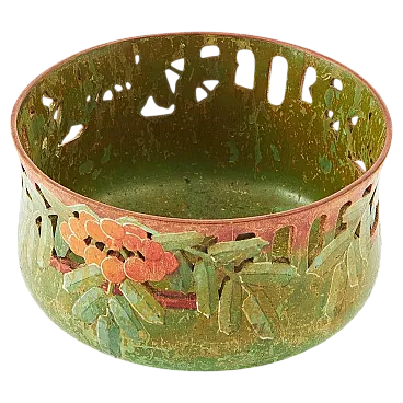 Ciotola per noci con traforo e decorazione dipinta, inizio '900