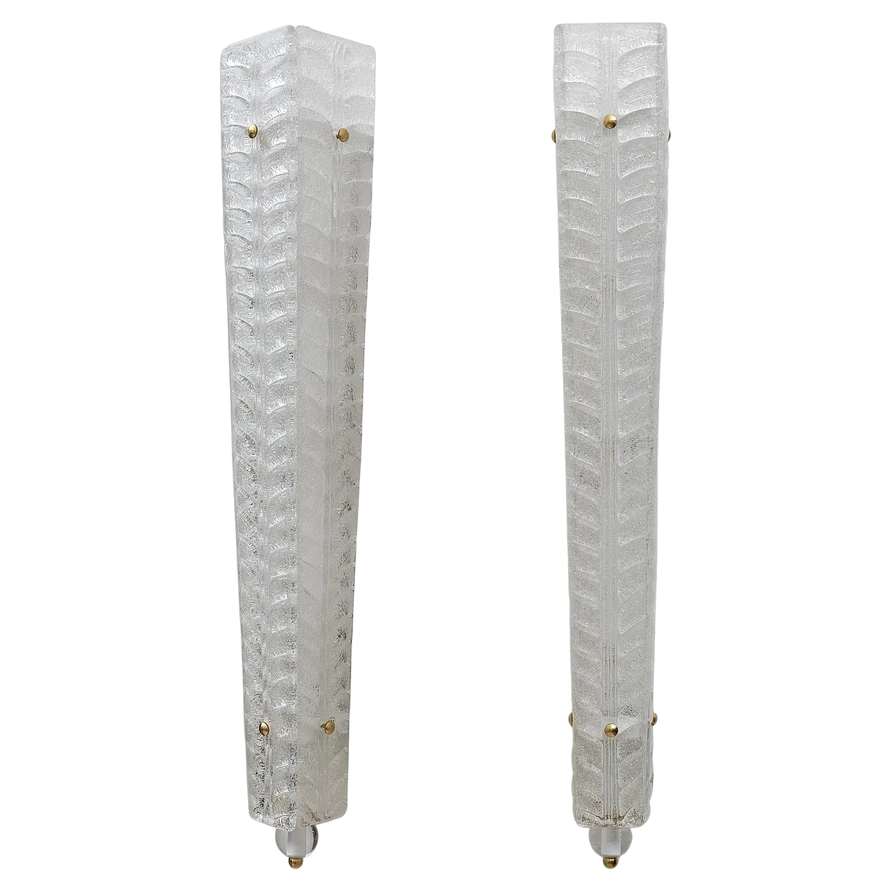 Coppia di applique in granito in ottone e vetro di Murano, '900 12