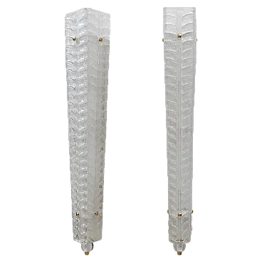 Pair of brass and Murano glass Graniglia sconces, 20th century