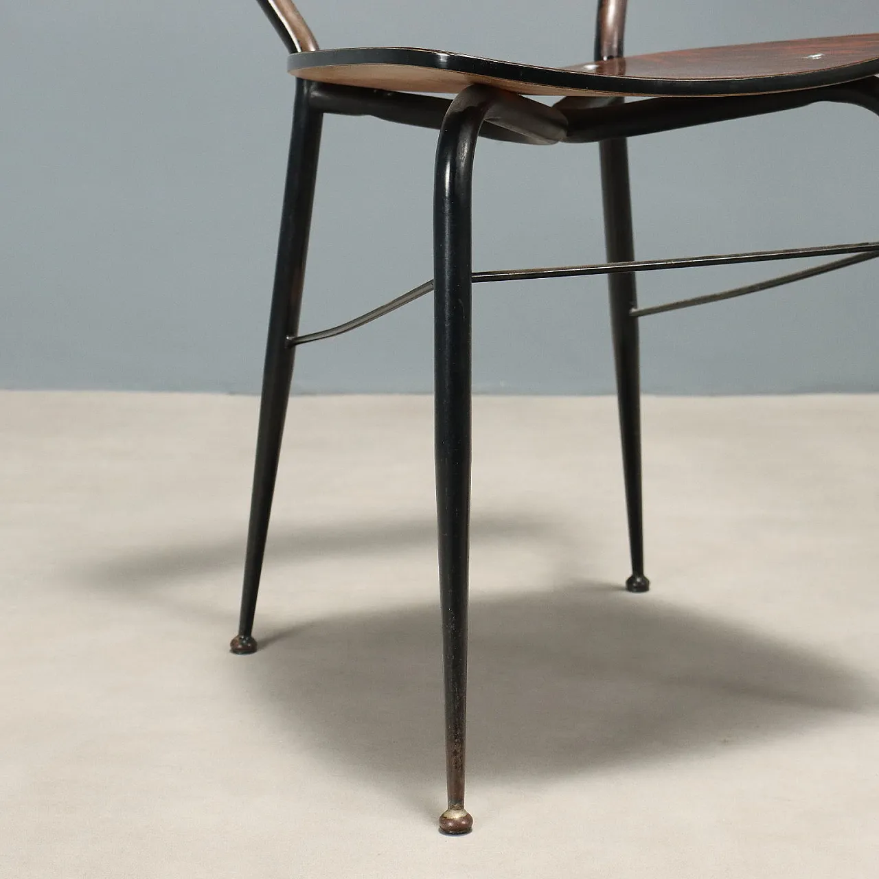 6 Sedie in metallo smaltato nero e laminato, '900 5