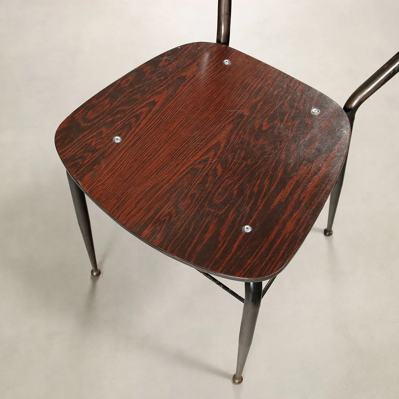 6 Sedie in metallo smaltato nero e laminato, '900 6