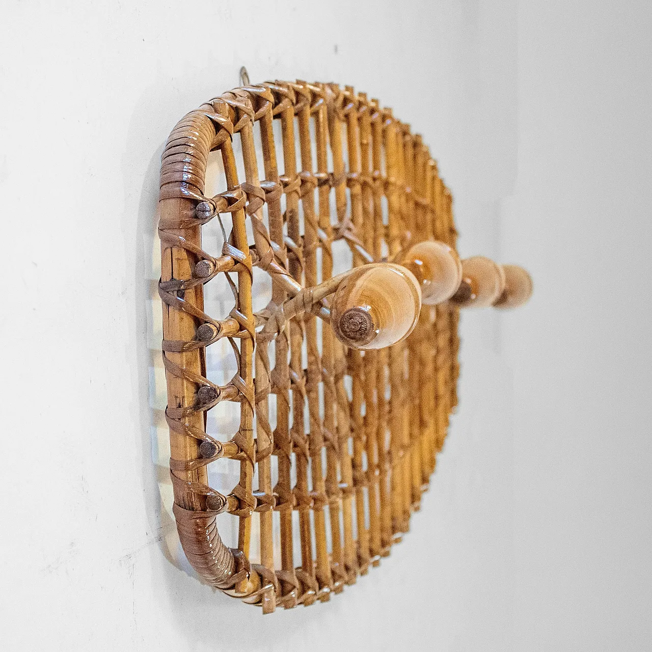 Vintage rattan coat hanger from Bonacina, 1960s 3