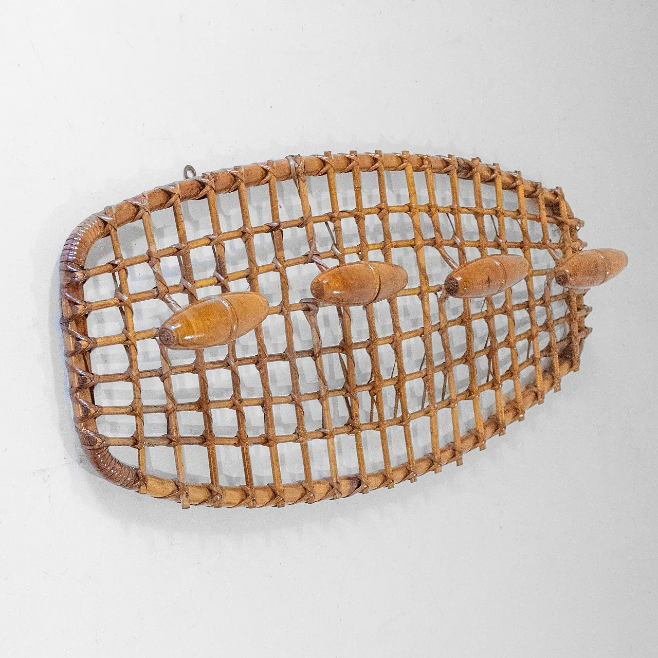 Vintage rattan coat hanger from Bonacina, 1960s 13
