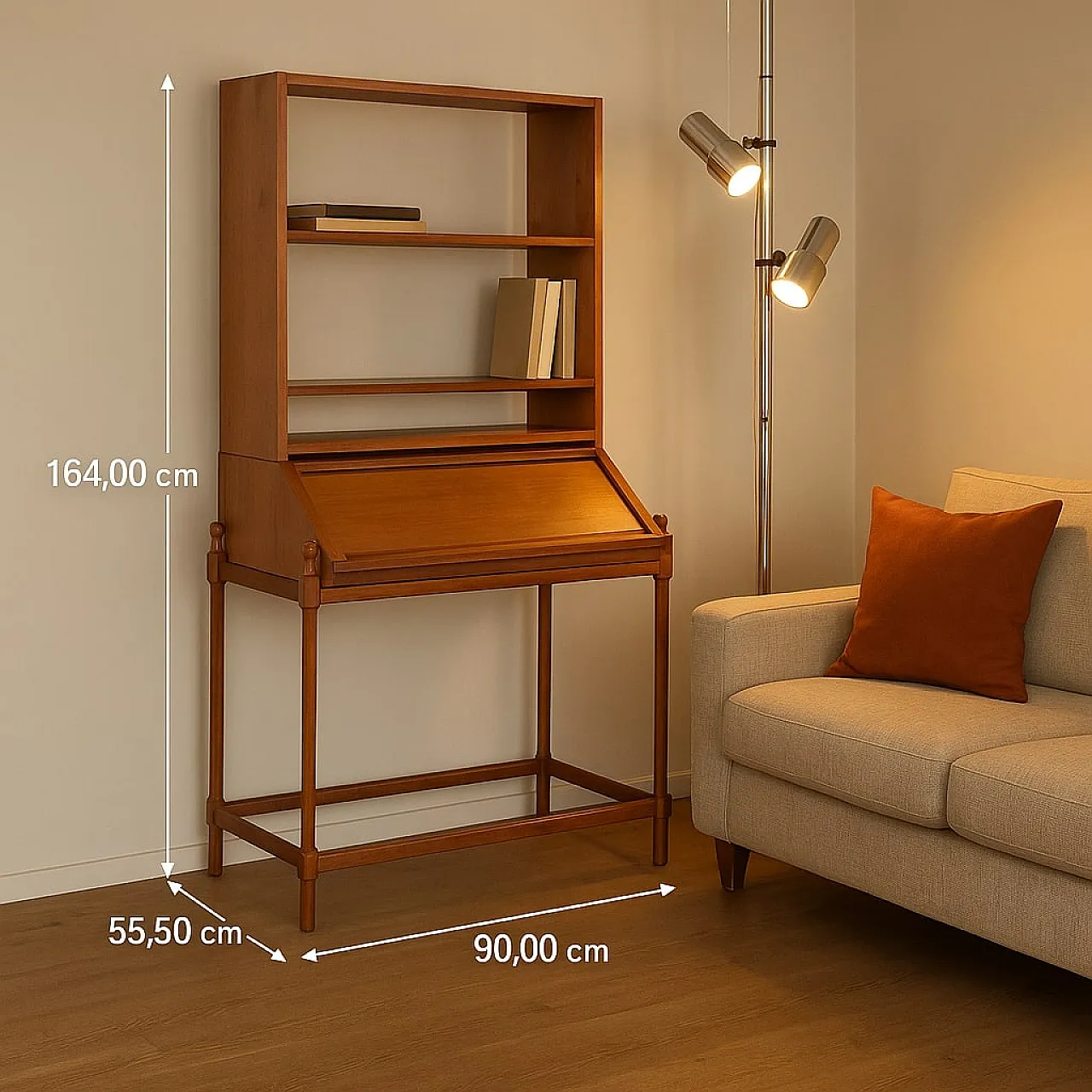 Teak veneered wood desk by Fratelli Proserpio, 1960s 2