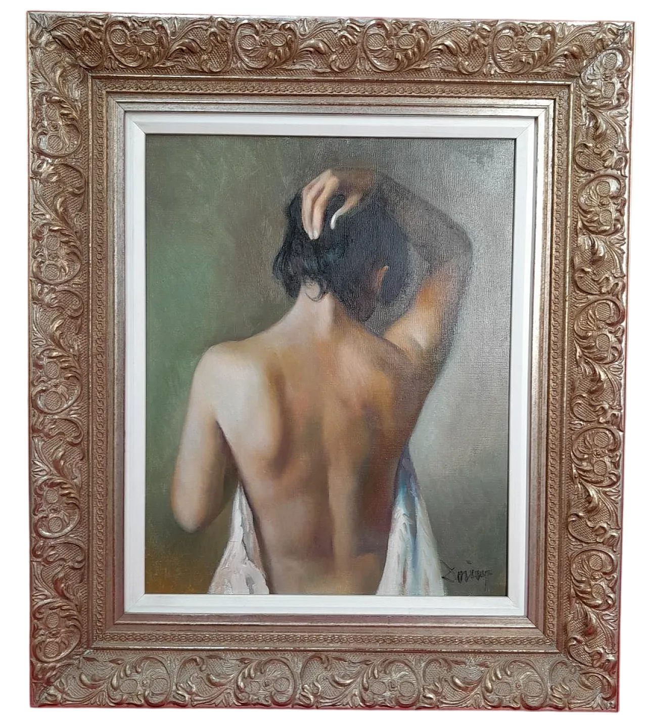 Oil painting, portrait of nude female, 20th century 8