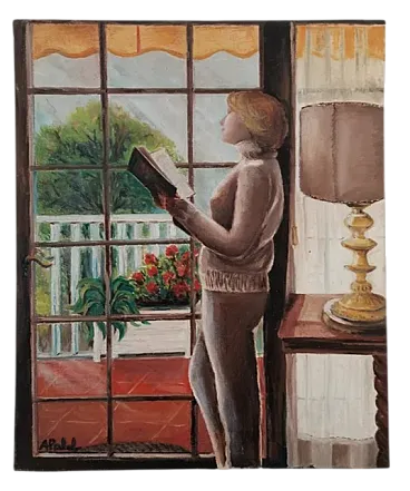 Oil painting, portrait of woman, Impressionist, 20th century