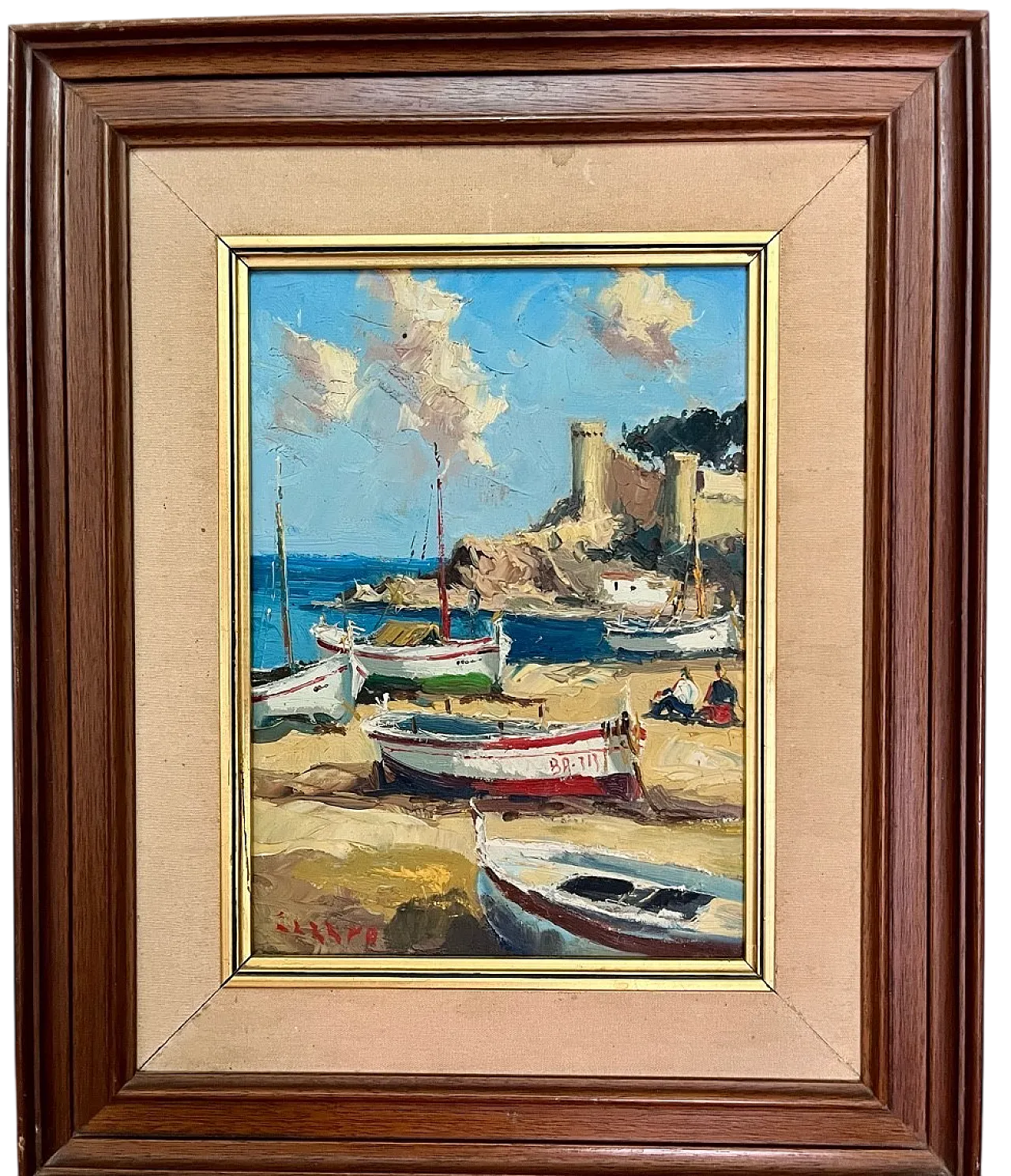 Oil painting, seascape impressionist boats, 20th Century 12