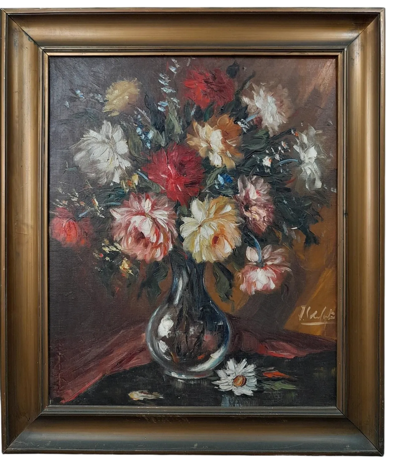 Oil painting, still life bouquet of flowers, 20th century 6