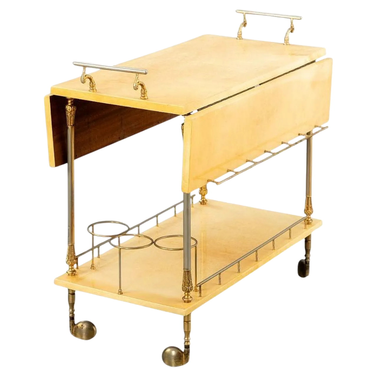 Carrello di Aldo Tura in pelle di capra laccata e ottone, fine '900 6