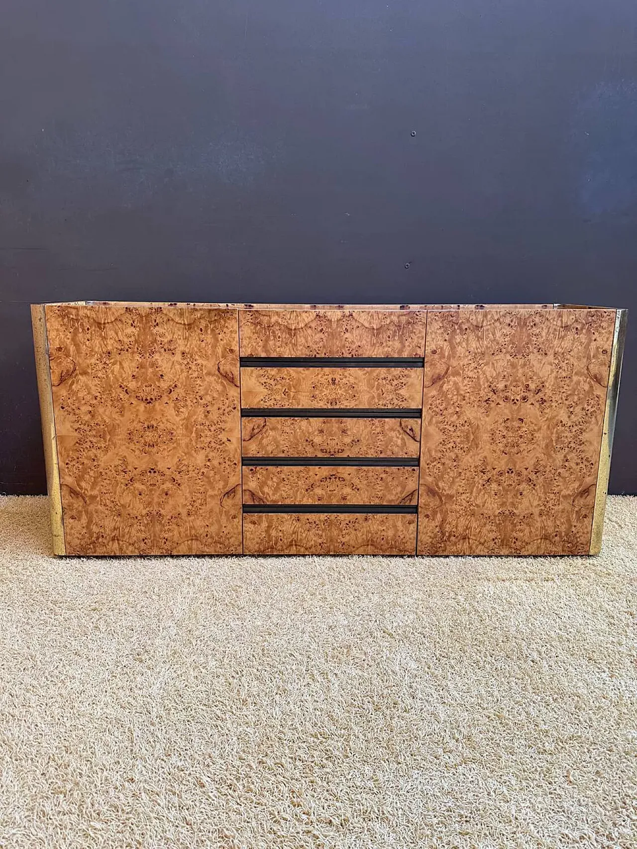 Willy Rizzo sideboard in elm briar, late 20th century 1