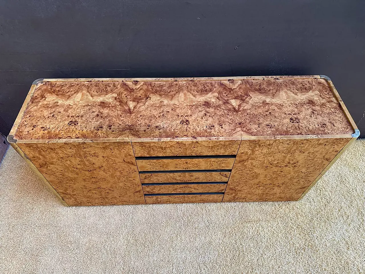 Willy Rizzo sideboard in elm briar, late 20th century 3
