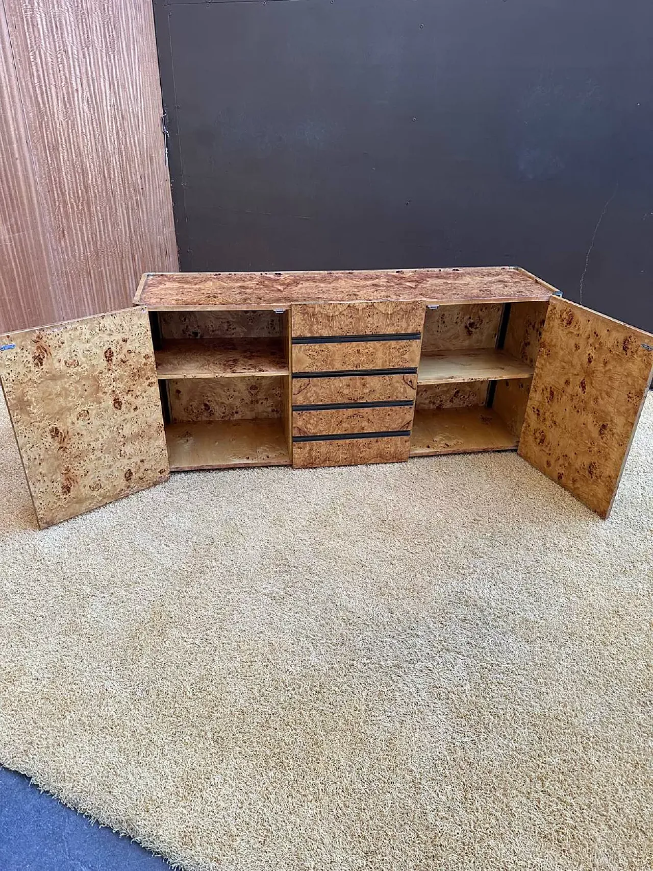 Willy Rizzo sideboard in elm briar, late 20th century 12