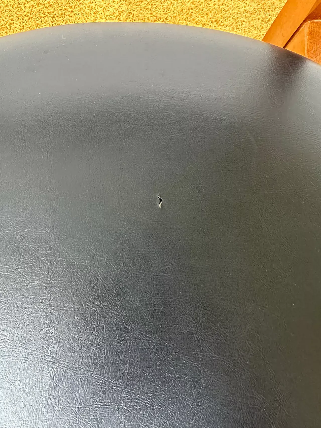 4 Scandinavian chairs in teak and black imitation leather,20th century 8