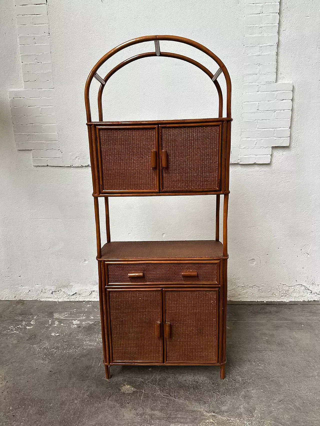 Rattan and wicker bookcase, late 20th century 3