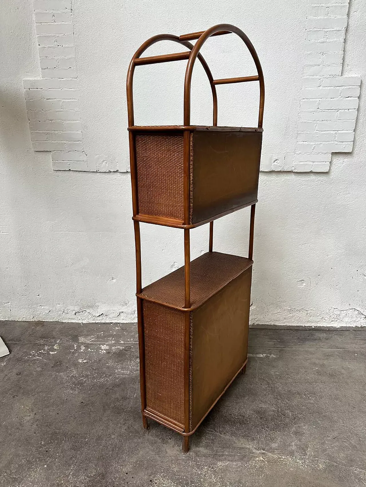 Rattan and wicker bookcase, late 20th century 6