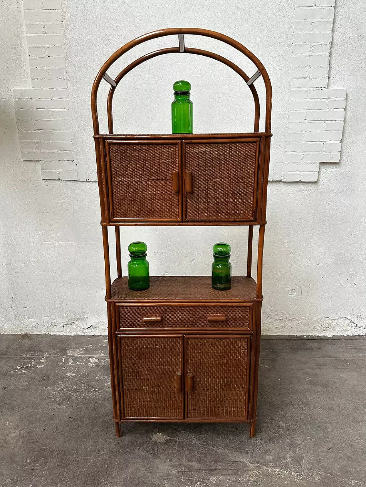 Rattan and wicker bookcase, late 20th century 11