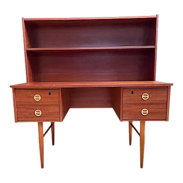 Scrivania scandinava di GDR, in teak impiallacciato, fine '900
