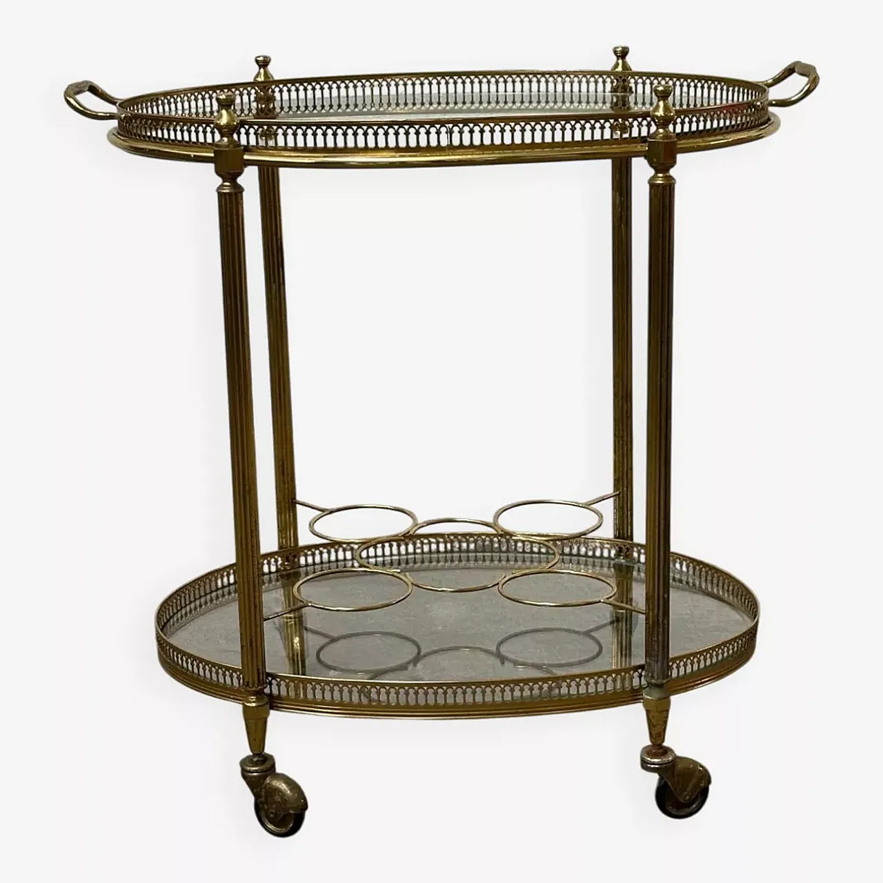 Carrello di servizio in ottone con ruote, '900 1