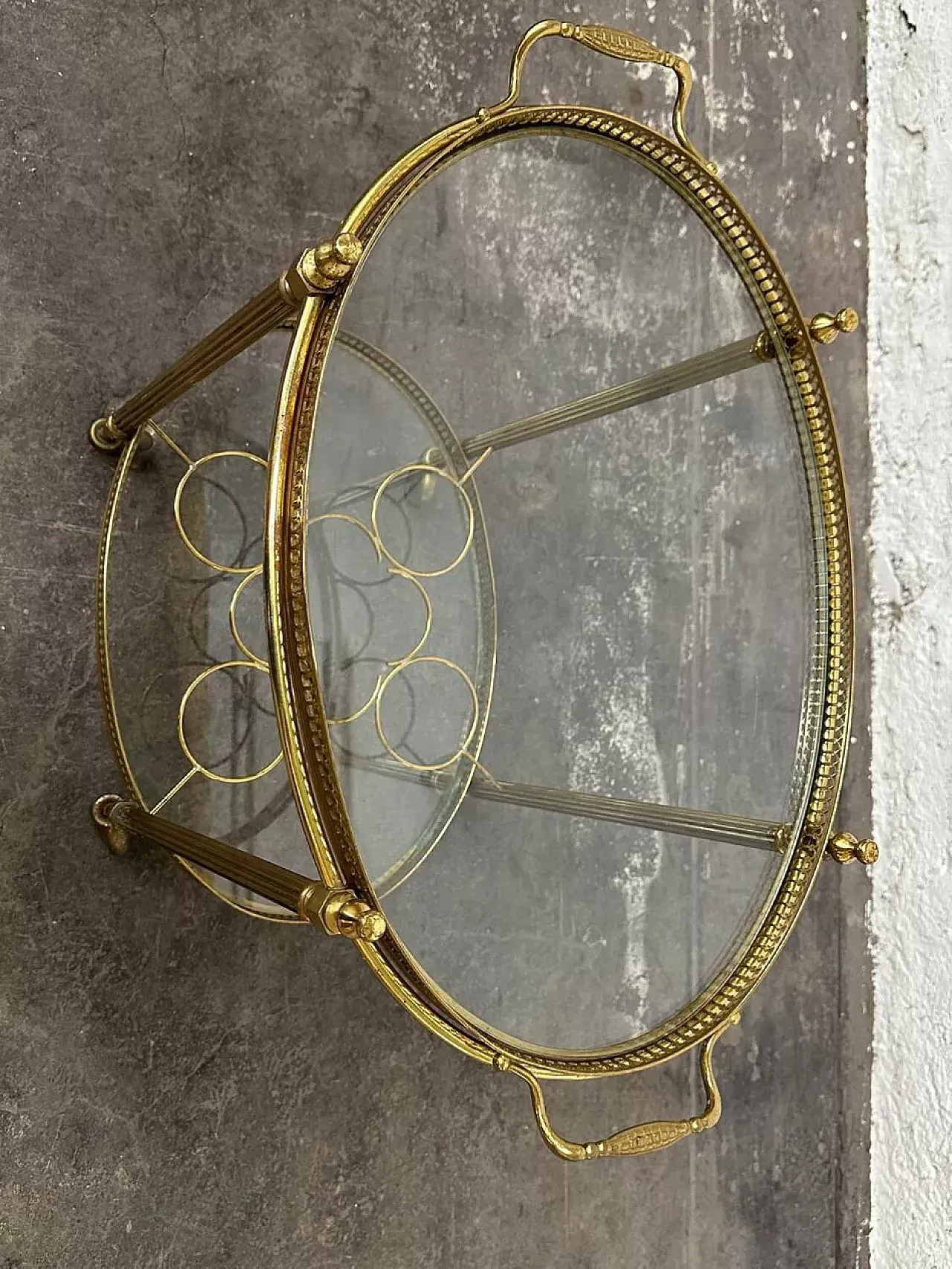 Carrello di servizio in ottone con ruote, '900 4