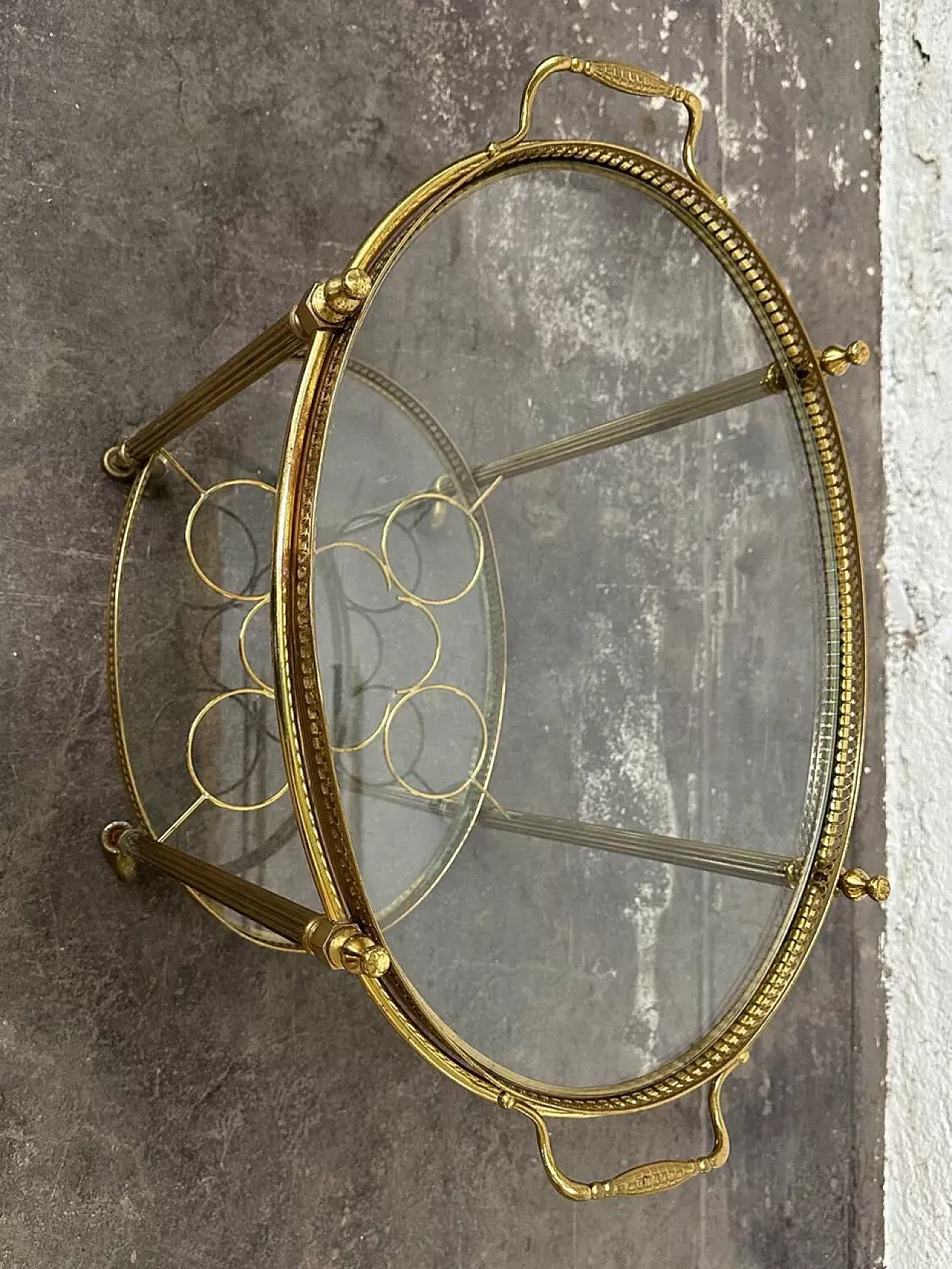 Carrello di servizio in ottone con ruote, '900 8