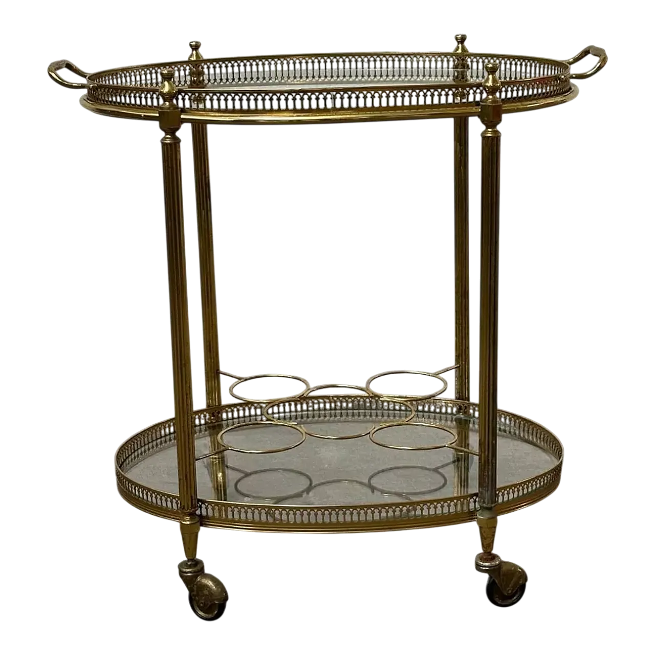 Carrello di servizio in ottone con ruote, '900 13