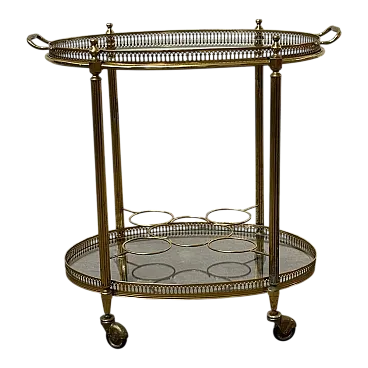 Carrello di servizio in ottone con ruote, '900