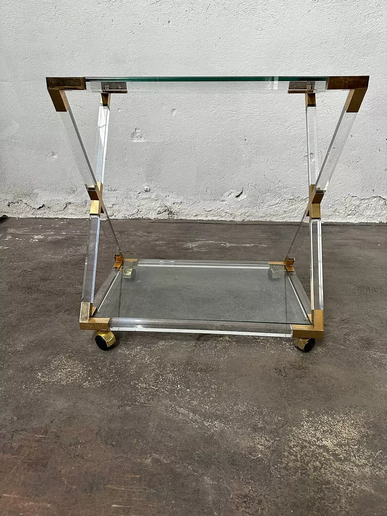 Glass and brass service cart, 1970s 6