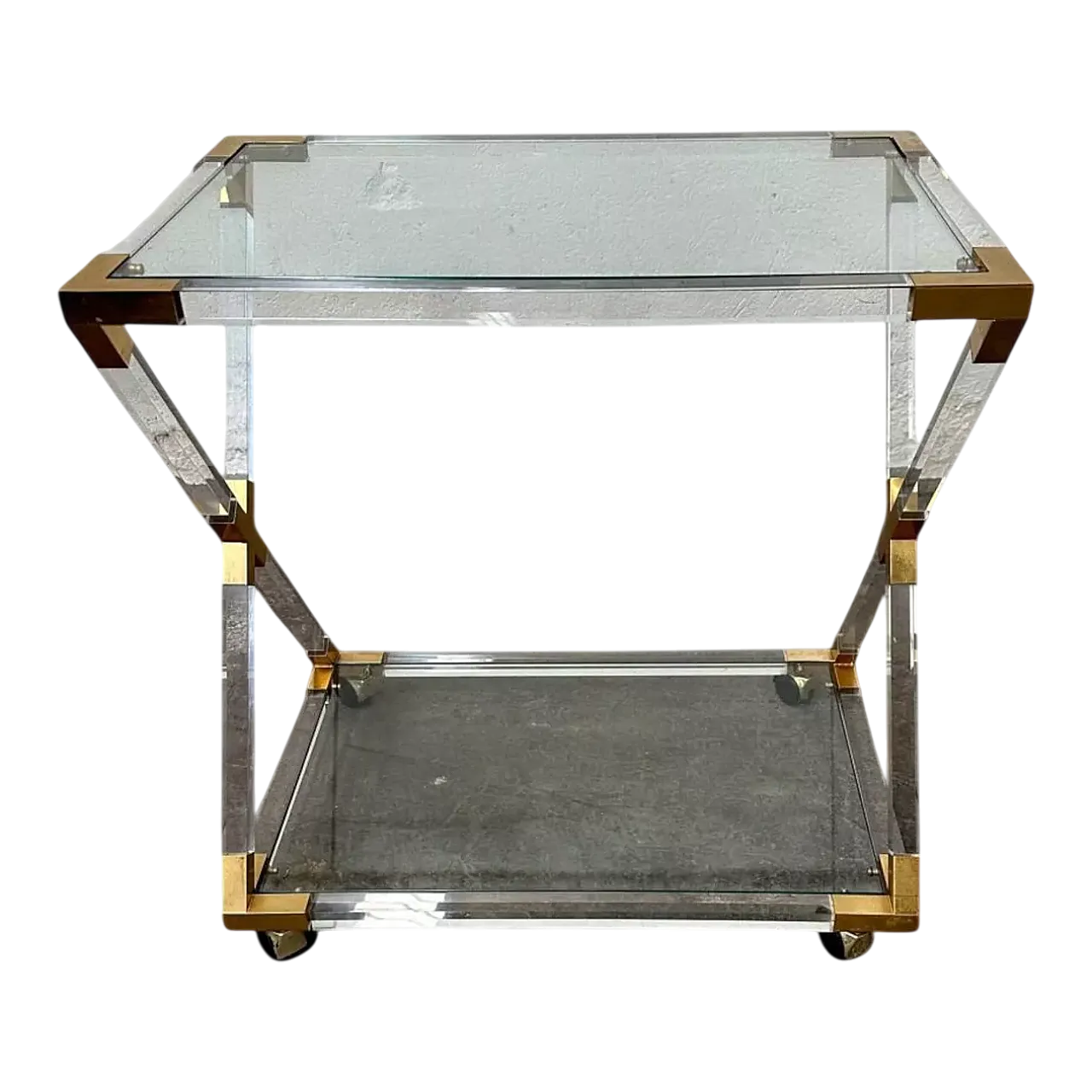 Glass and brass service cart, 1970s 12