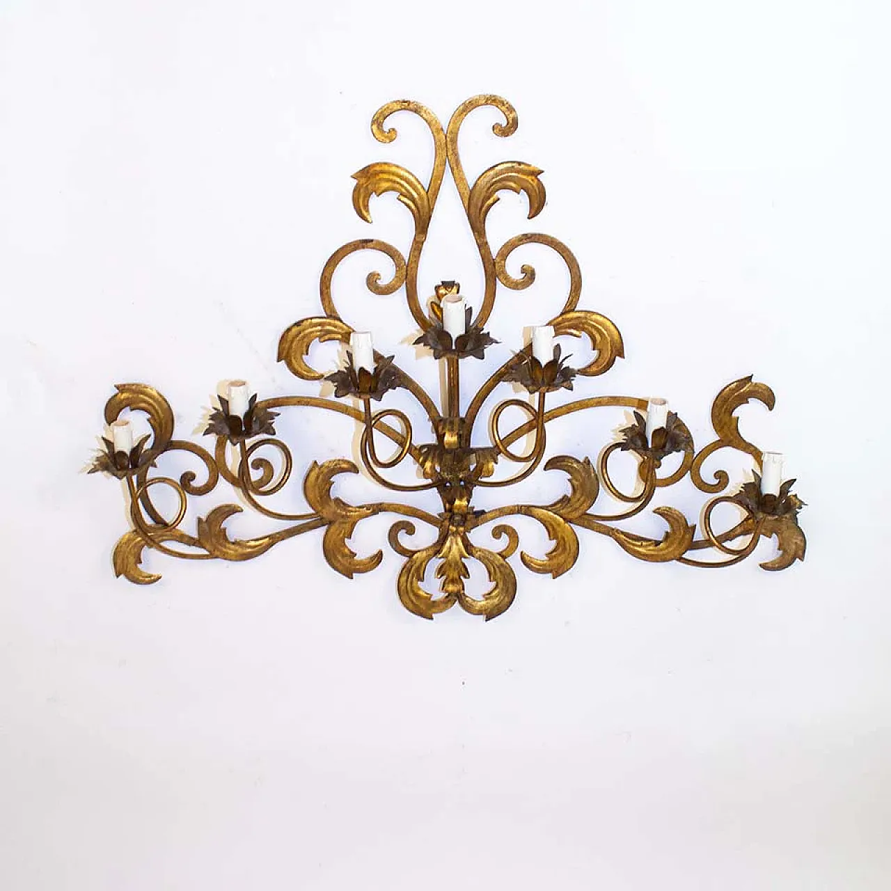Baroque wall light in golden brass, early 20th century 1