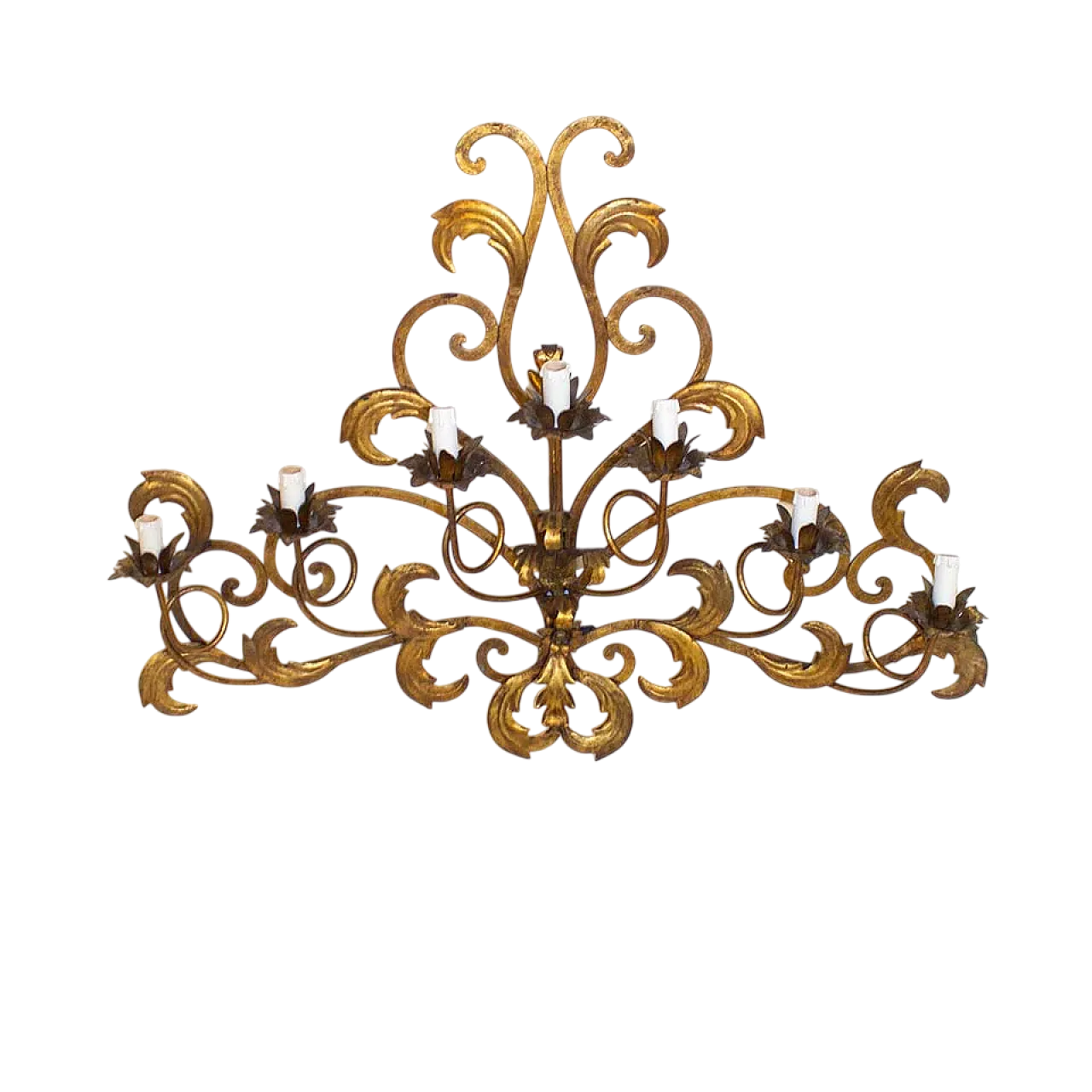 Baroque wall light in golden brass, early 20th century 3