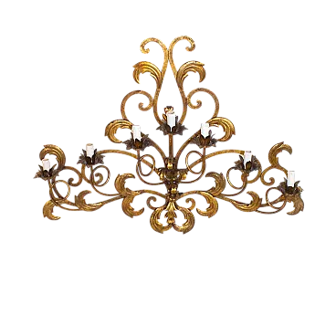 Baroque wall light in golden brass, early 20th century