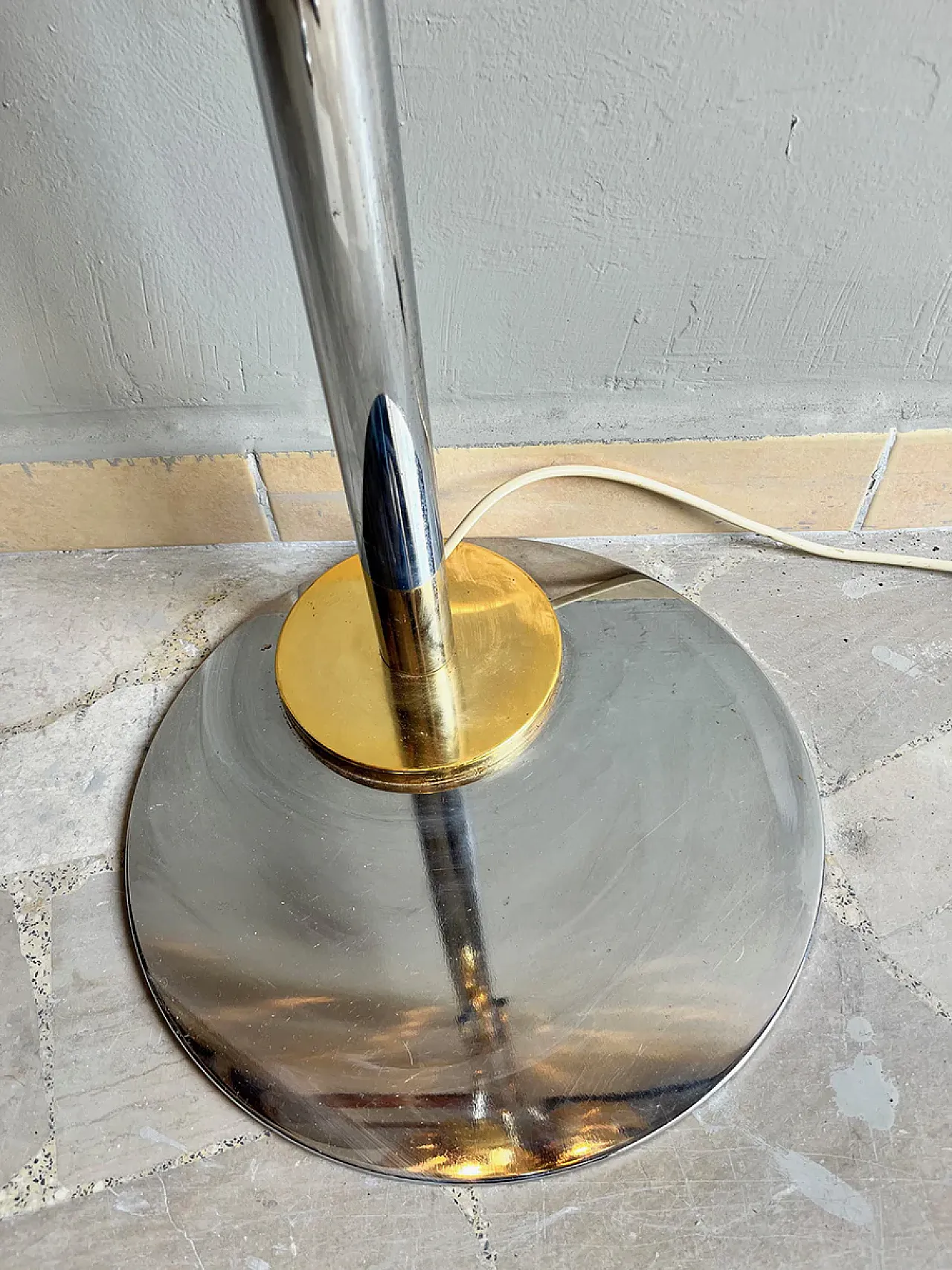 Brass and metal floral floor lamp, 1970s 3