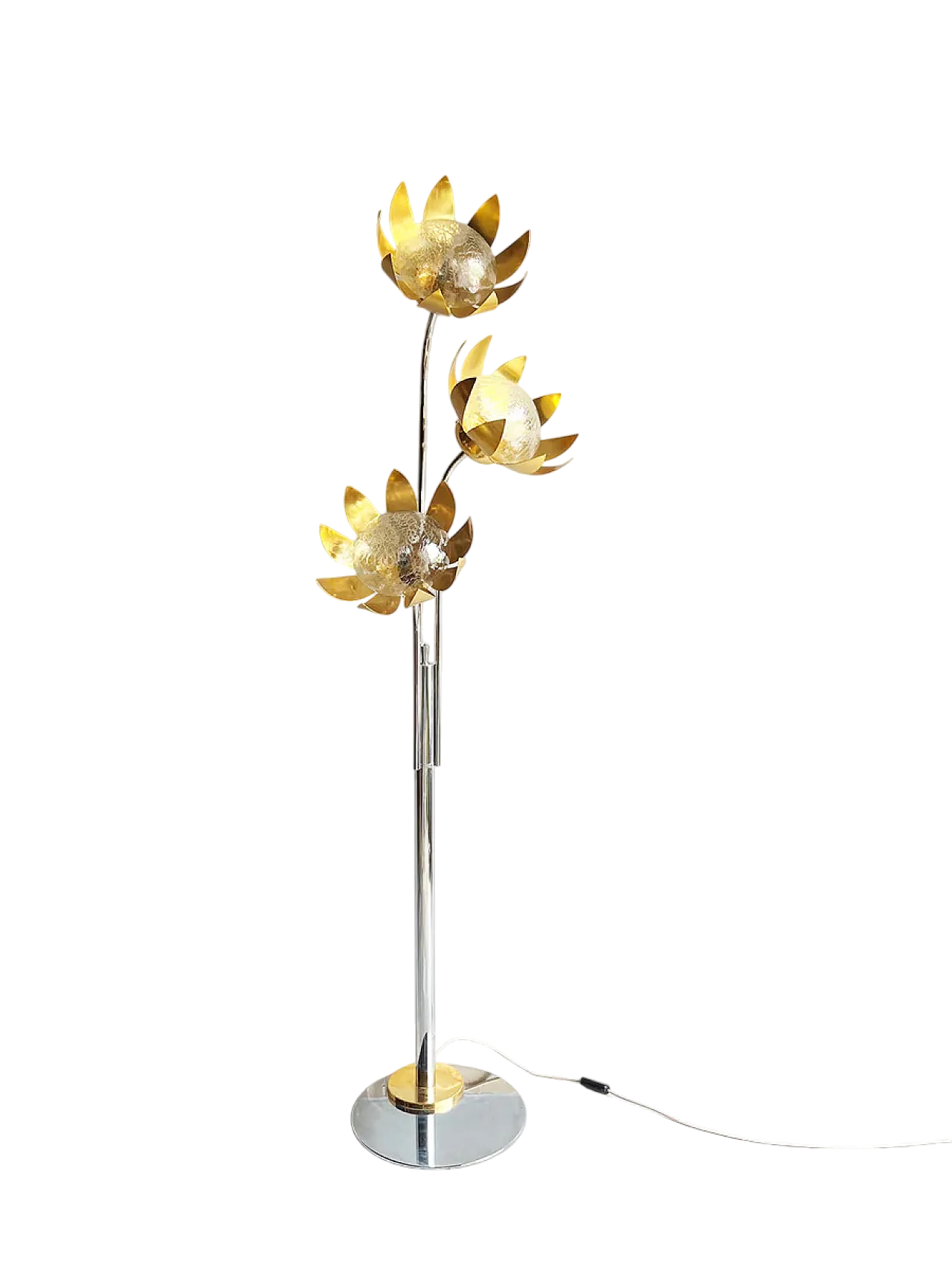 Brass and metal floral floor lamp, 1970s 6