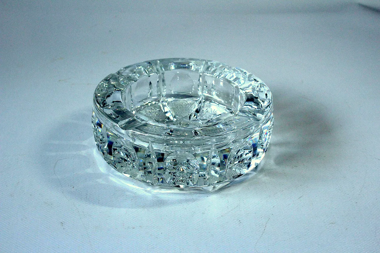 Posacenere rotondo Art Déco in vetro cristallo al piombo, anni '30 1