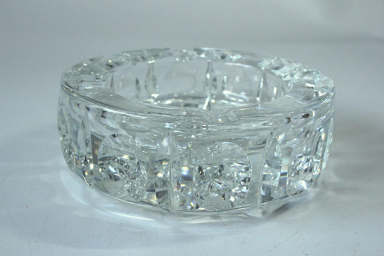 Posacenere rotondo Art Déco in vetro cristallo al piombo, anni '30 2