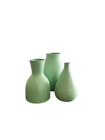 3 Verdeacqua vases by Italica Ars Florence, 1950s