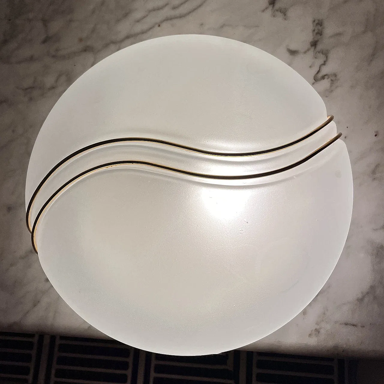 Hollywood Regency metal-lux glass ceiling light, 1980s 7