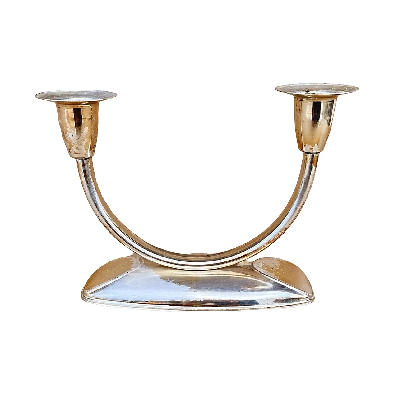 Two-armed silver-plated candlestick, 1960s 1