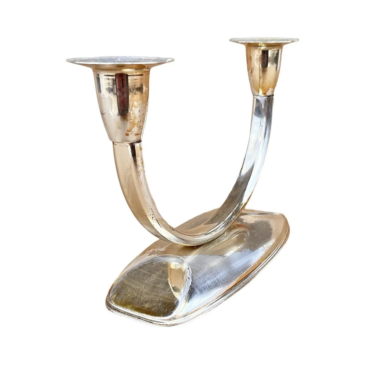 Two-armed silver-plated candlestick, 1960s 6