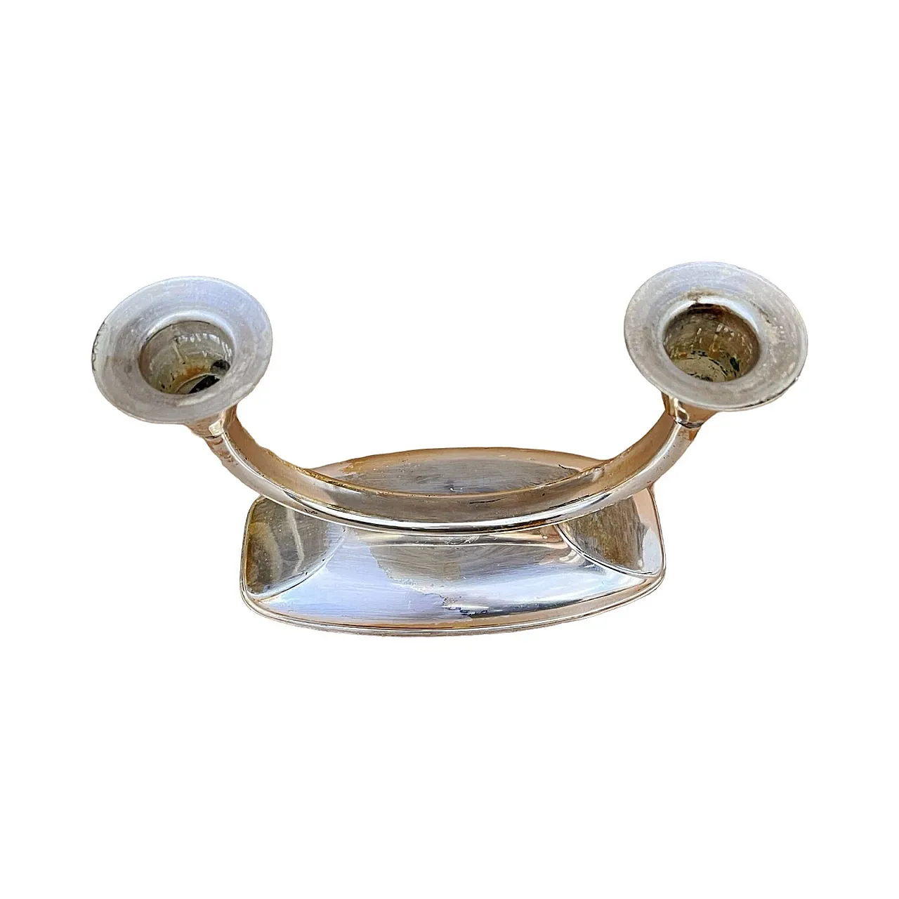 Two-armed silver-plated candlestick, 1960s 8