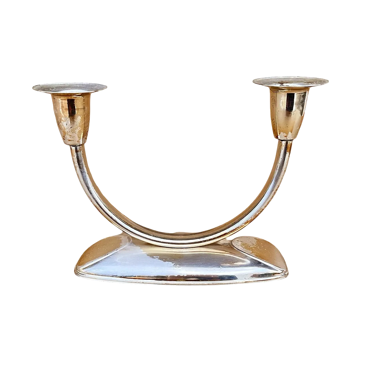 Two-armed silver-plated candlestick, 1960s 9