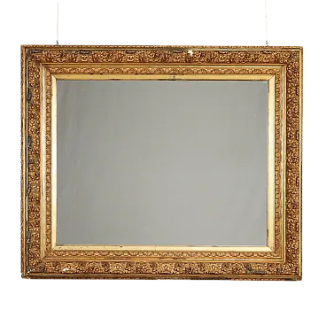 Specchiera in legno intagliato e dorato, fine '800