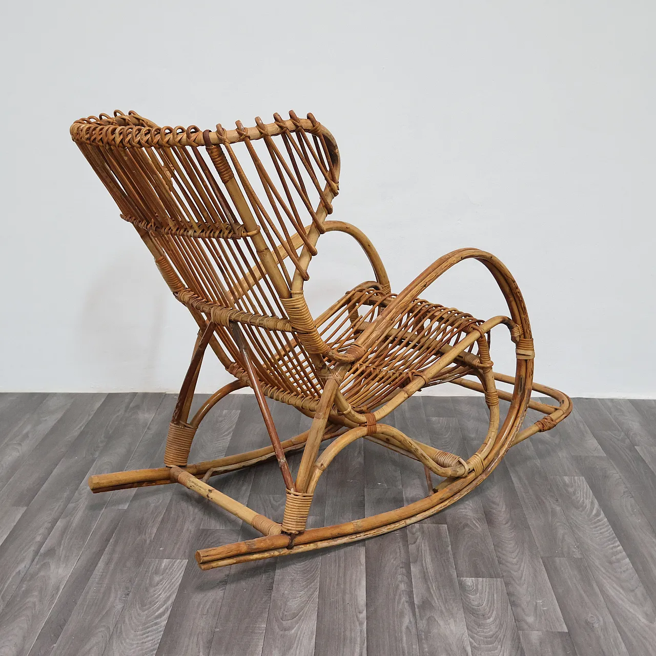 Rocking rocking chair in bamboo, 70s 4
