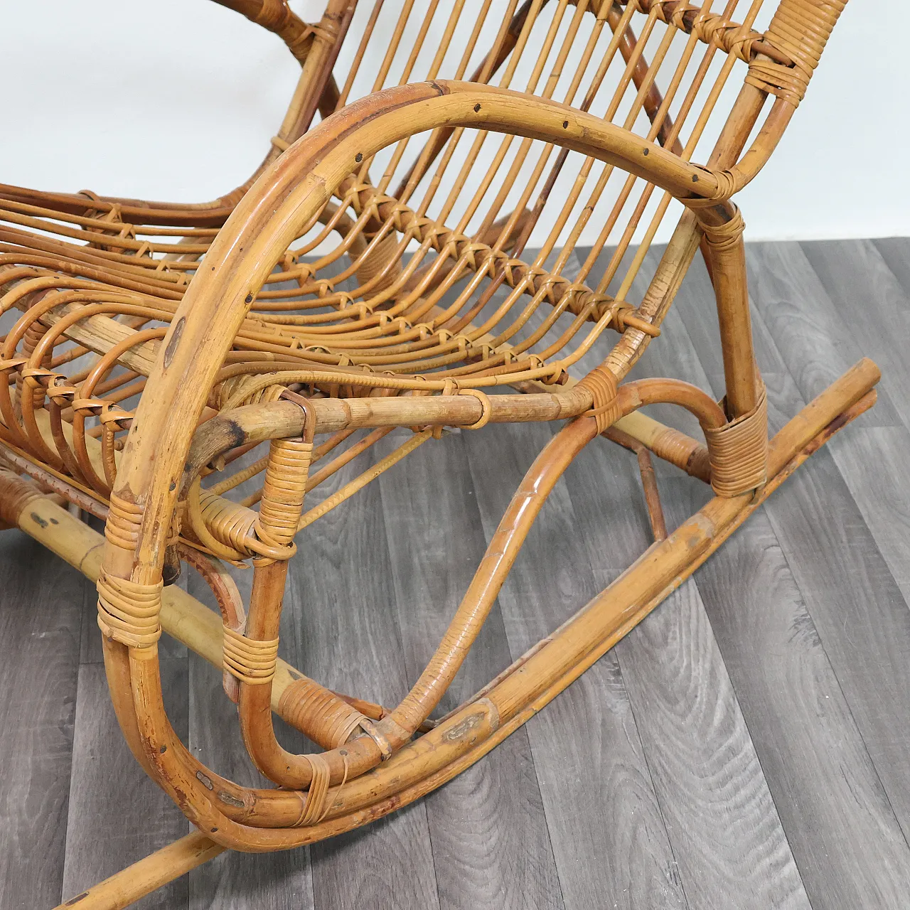 Rocking rocking chair in bamboo, 70s 5