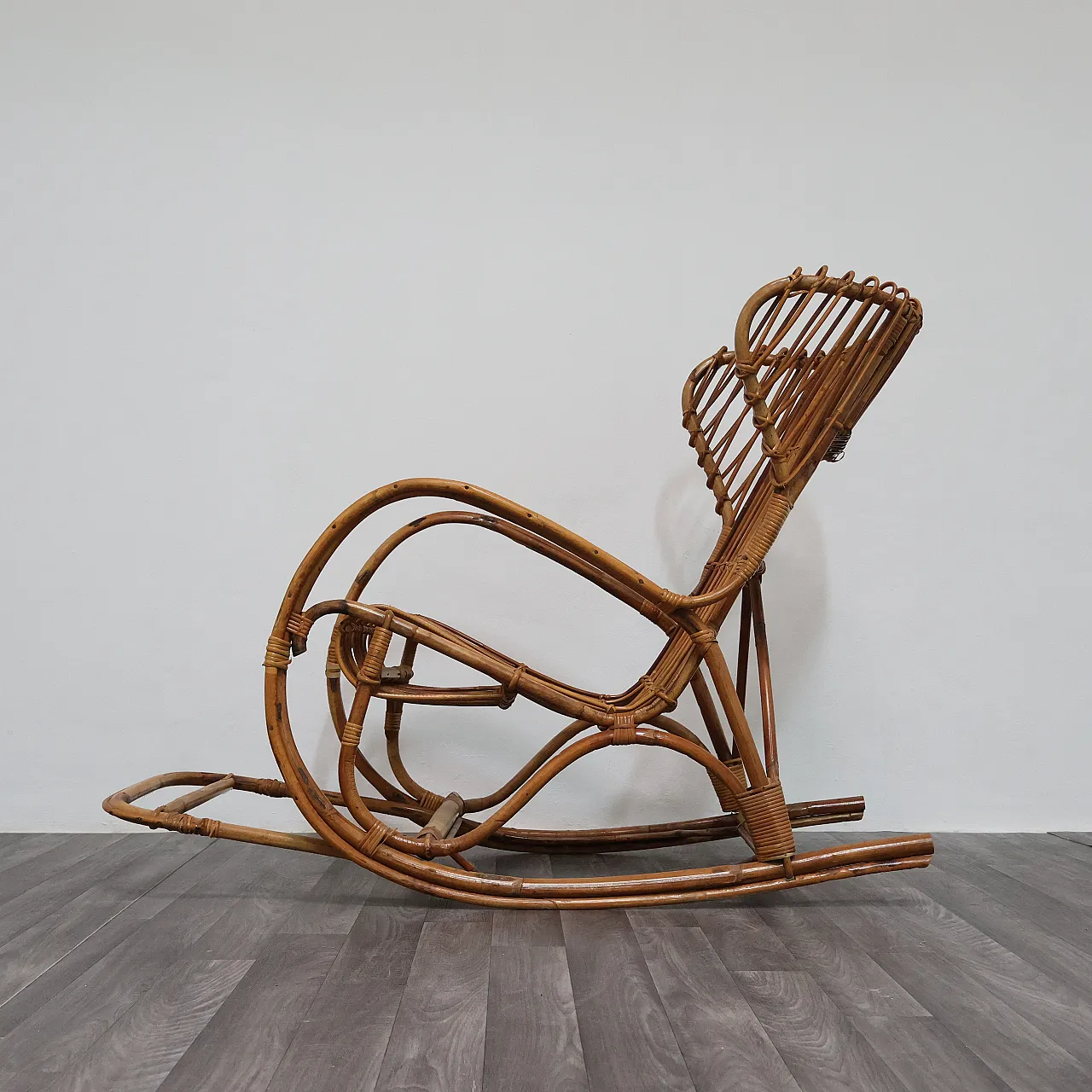 Rocking rocking chair in bamboo, 70s 8
