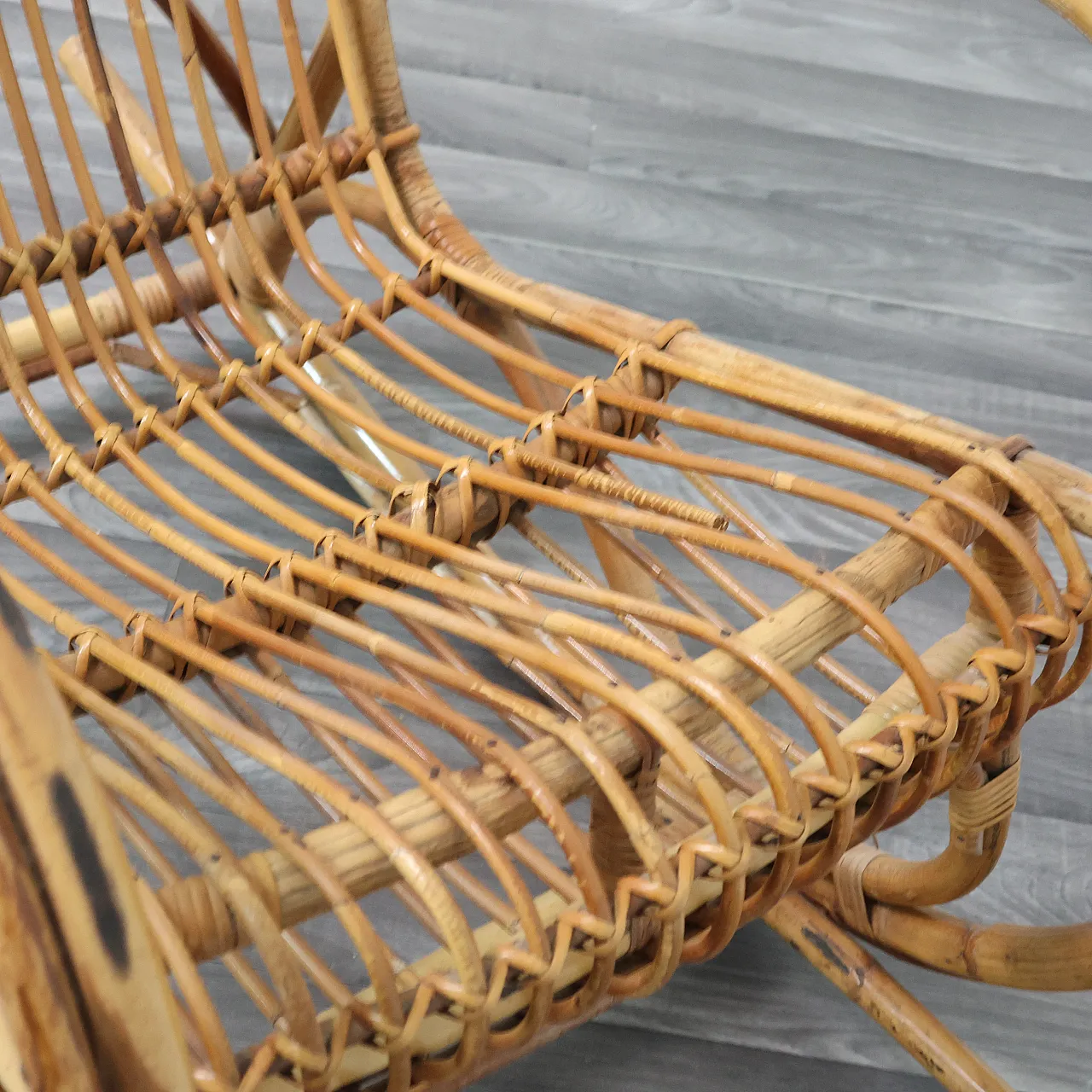 Rocking rocking chair in bamboo, 70s 12