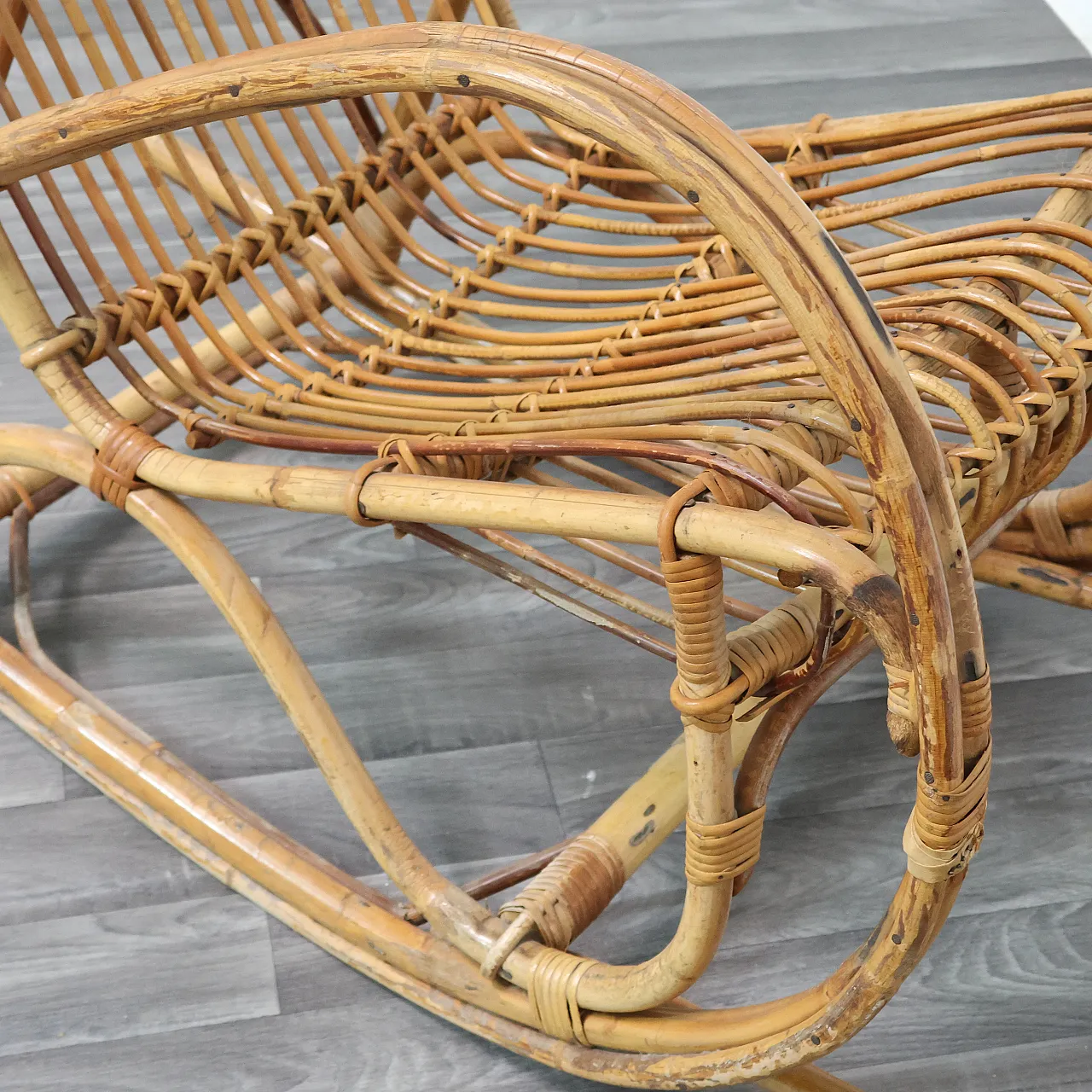 Rocking rocking chair in bamboo, 70s 14