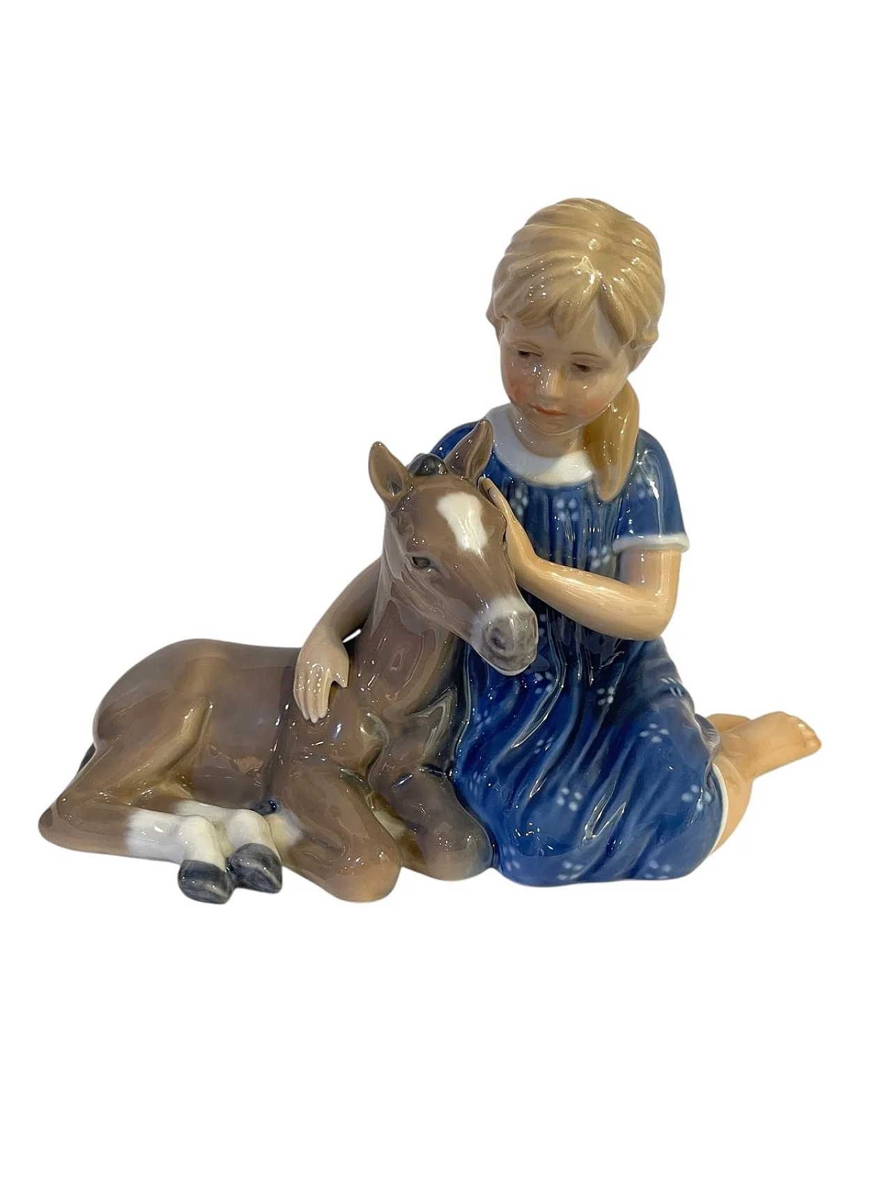 Ceramic Figurine, Royal Copenhagen, Girl with Donkey, 20th Century 1